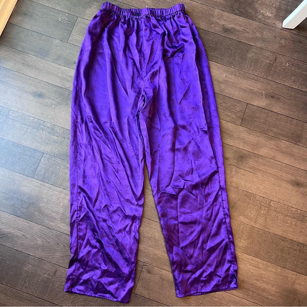 Valerie Stevens Woman Satin Pajama Pants Size Lg Purple Asian Regency Classic PJ